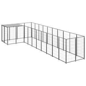 Kojec dla psa, czarny, 7,26 m², stalowy