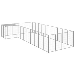 Kojec dla psa, srebrny, 13,31 m², stalowy