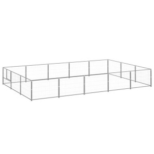 Kojec dla psa, srebrny, 15 m², stalowy