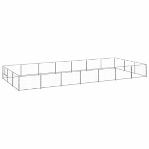 Kojec dla psa, srebrny, 21 m², stalowy