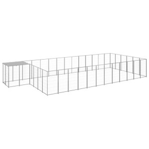 Kojec dla psa, srebrny, 22,99 m², stalowy