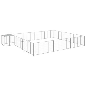 Kojec dla psa, srebrny, 37,51 m², stalowy