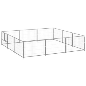 Kojec dla psa, srebrny, 9 m², stalowy