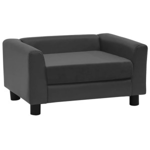 Sofa dla psa, ciemnoszara, 60x43x30 cm, plusz i sztuczna skóra