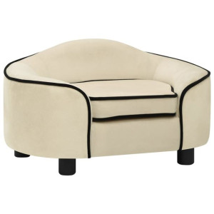 Sofa dla psa, kremowa, 67x47x36 cm, pluszowa