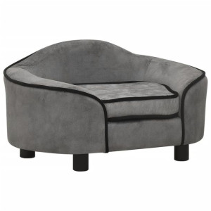 Sofa dla psa, szara, 67x47x36 cm, pluszowa