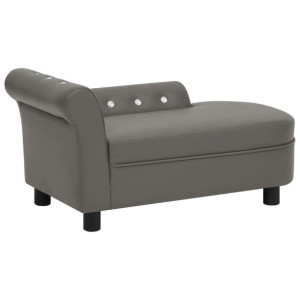 Sofa dla psa, szara, 83x45x42 cm, sztuczna skóra