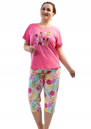 Piżama Damska Vienetta bawełniana +Size 4XL krótki