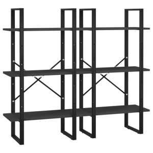 Regały magazynowe, 2 szt., czarne, 60x30x210 cm, płyta wiórowa