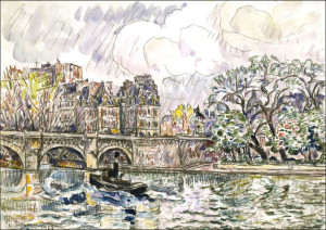 Paris: Le Place Dauphine, Paul Signac - plakat 70x50 cm