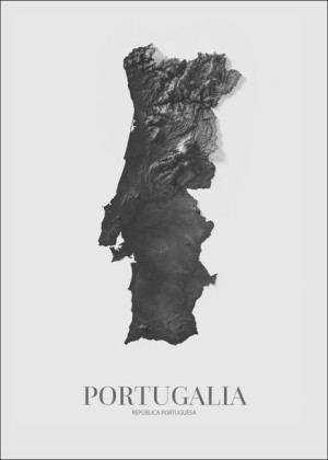 Portugalia, mapa grafitowa - plakat 59,4x84,1 cm