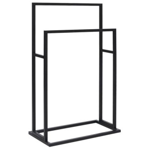 Wolnostojący wieszak na ręcznik, czarny, 48x24x78,5 cm, stalowy