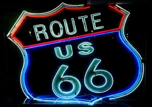Route 66 neon sign, Carol Highsmith - plakat 59,4x42 cm