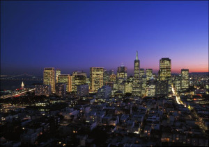San Francisco skyline at night., Carol Highsmith - plakat 60x40 cm