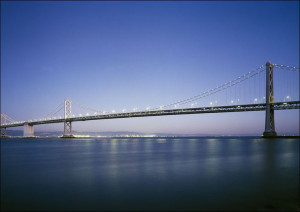 San Francisco-Oakland Bay Bridge at Dawn., Carol Highsmith - plakat 42x29,7
