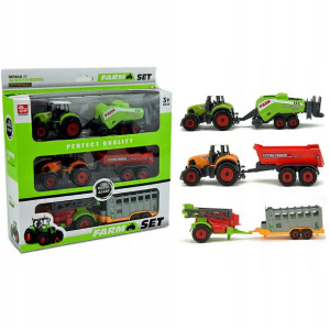 Zestaw Resorak 2x Traktor 4x Maszyna Metal Farmer