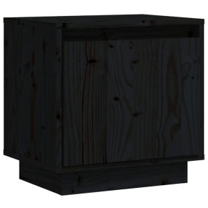 Szafka nocna, czarna, 40x30x40 cm, lite drewno sosnowe
