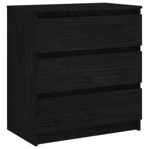 Szafka nocna, czarna, 60x36x64 cm, lite drewno sosnowe