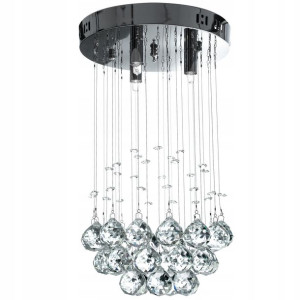 Lampa Kryształowa Sufitowa Plafon Chrom Srebrny