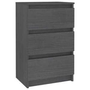 Szafka nocna, szara, 40x29,5x64 cm, lite drewno sosnowe
