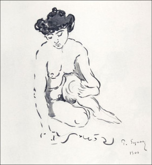 Seated Nude Woman, Paul Signac - plakat 30x30 cm