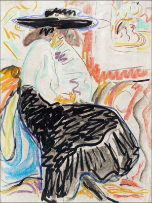 Seated Woman in the Studio, Ernst Ludwig Kirchner - plakat 30x40 cm