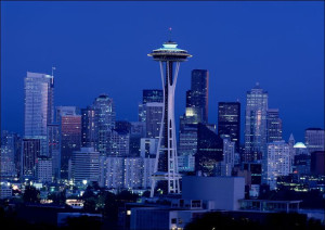 Seattle at night, Carol Highsmith - plakat 80x60 cm