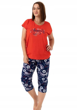 Piżama Damska Vienetta bawełniana +Size 3XL krótki