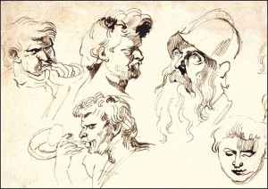 Sheet of Studies of Heads, Anthony van Dyck - plakat 21x29,7 cm