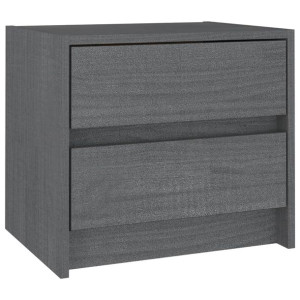 Szafka nocna, szara, 40 x 30,5 x 35,5 cm, lite drewno sosnowe