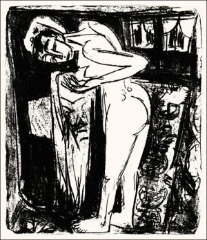 Standing Nude in a Room, Ernst Ludwig Kirchner - plakat 29,7x42 cm
