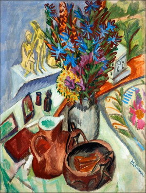 Still Life with Jug and African Bowl, Ernst Ludwig Kirchner - plakat 21x29,