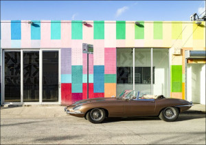 Storefront and snazzy car in the Wynwood neighborhood of Miami, Florida., C