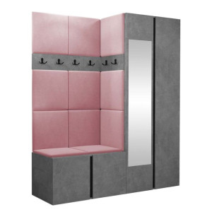 GARDEROBA Orion XII panele tapicerowane + meble kolor Beton