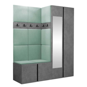 GARDEROBA Orion XII panele tapicerowane + meble kolor Beton