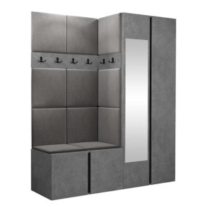 GARDEROBA Orion XII panele tapicerowane + meble kolor Beton