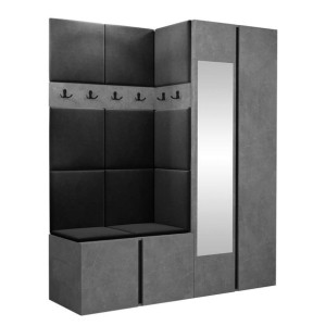 GARDEROBA Orion XII panele tapicerowane + meble kolor Beton