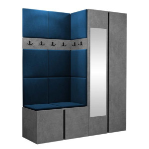 GARDEROBA Orion XII panele tapicerowane + meble kolor Beton