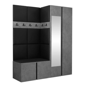GARDEROBA Orion XII panele tapicerowane + meble kolor Beton