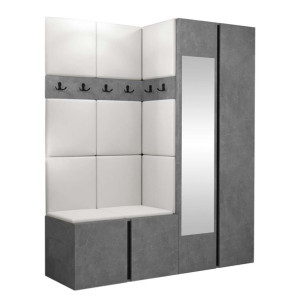 GARDEROBA Orion XII panele tapicerowane + meble kolor Beton