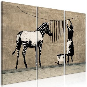 Obraz - Banksy: Pranie zebry na betonie (3-częściowy) [Rozmiar: 120X80]