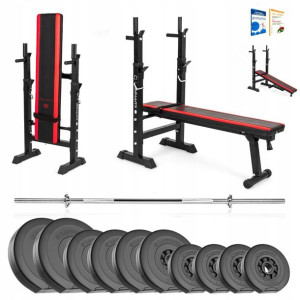 XYLO siłownia 46 kg zestaw ŁAWKA+GRYF+OBCIĄŻENIA