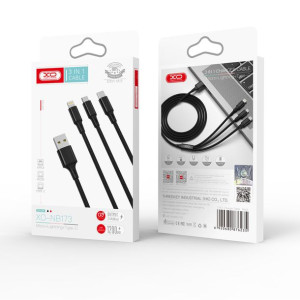 XO KABEL NB173 3w1 1,2m 2,4A czarny lightning/type-c/micro