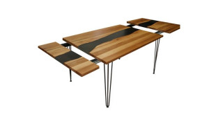 Stół rozkładany LOUIS V  LOFT - INDUSTRIAL Z ŻYWICĄ