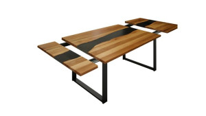 Stół rozkładany HEKTOR V  LOFT - INDUSTRIAL Z ŻYWICĄ