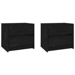 Szafki nocne, 2 szt., czarne, 40x30,5x35,5 cm, drewno sosnowe