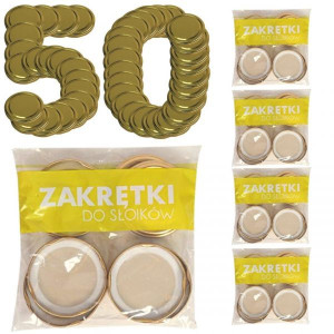 Zakrętki do słoików złote 4 zaczepowe małe średnica 66 mm (10 sztuk) x 5