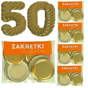Zakrętki do słoików złote 6 zaczepowe duże średnica 82 mm (10 sztuk) x 5