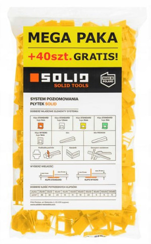 Solid System Poziomowania Płytek Klipsy 2mm 440szt