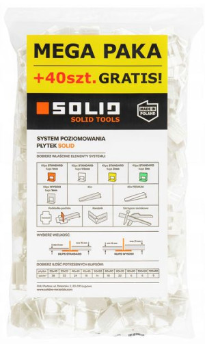 Solid System Poziomowania Płytek Klipsy 1,5mm 440